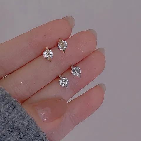 Boucles d'Oreilles Clous Planète Saturne pour Femmes Cuivre Strass Bijoux Célestes Tige en Argent Sterling 925 Rétro
