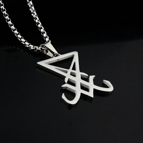 Sigil Of Lucifer Pendant Necklace Titanium Steel Hip Hop Gothic Jewelry Unisex Silver Color Mystical Symbol Charm Accessory