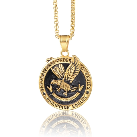 Halskette Mit Rundem Adleranhänger Aus Edelstahl Für Damen Herren Hip Hop Fraternal Order Of Eagles Medaillon Schmuck Geschenk
