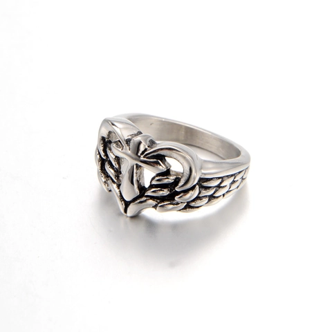 Vintage Stainless Steel Heart Cross Wings Ring For Men Women Gothic Punk Hip Hop Distressed Hollow Out Band Jewelry Gift