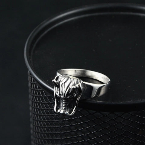 Retro Stainless Steel Dragon Head Ring For Men Women Punk Gothic Hip Hop Oxidized Silver Dragon Animal Finger Ring Jewelry