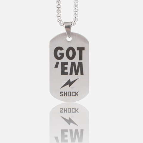 Collar de Colgante de Placa de Identificación Got Em de Acero Inoxidable Hip Hop para Hombres Mujeres Patrón de Rayo Cepillado Joyería de Moda