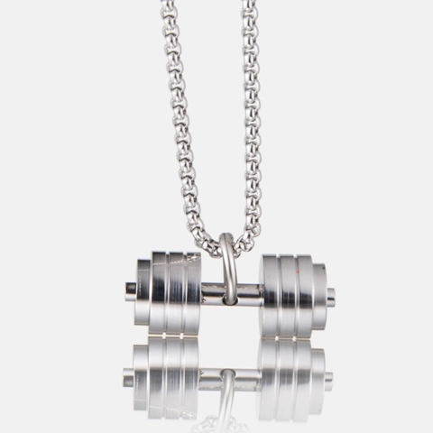 Hip Hop Titanium Steel Dumbbell Pendant Necklace For Men Women Fitness Sporty Jewelry Workout Gym Accessory Boyfriend Gift