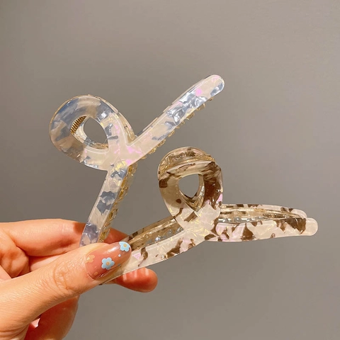 Pinza per Capelli in Acetato Motivo Marmoreo Geometrico Grande Fermaglio per Capelli per Donna Accessori Styling