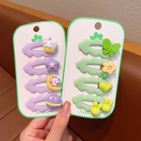 Set di Fermagli per Capelli in Resina con Fiori di Animali Animati per Bambine Simpatici Clip per Frangia BB Colorati Accessori per Capelli Fatti a Mano Regalo