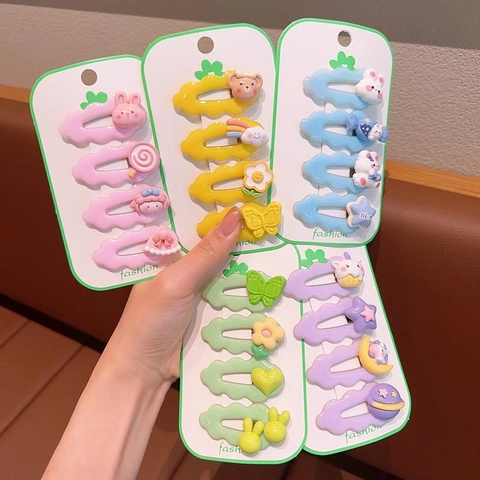 Set di Fermagli per Capelli in Resina con Fiori di Animali Animati per Bambine Simpatici Clip per Frangia BB Colorati Accessori per Capelli Fatti a Mano Regalo