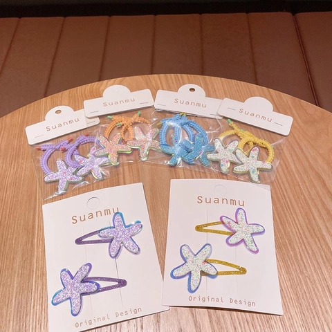Süße Seestern Glitzer Haarklammern Bunte Seestern Haargummis Für Mädchen Süße Haarnadeln Kinder Haarschmuck