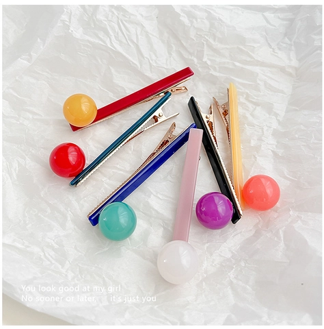 Pinzas de Pico de Pato de Acrílico con Bola de Color de Caramelo Pasadores Geométricos de Aleación Resina Para Mujeres Niñas Accesorios