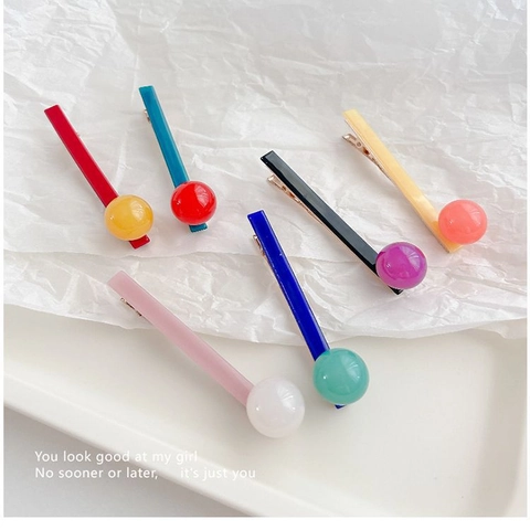 Pinzas de Pico de Pato de Acrílico con Bola de Color de Caramelo Pasadores Geométricos de Aleación Resina Para Mujeres Niñas Accesorios