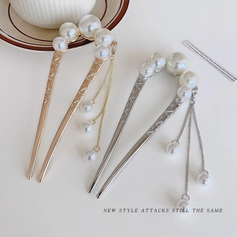 Elegante Spilla per Capelli a U in Lega con Künstliche Perle Sintetiche e Nappina Vintage Incisa Accessori per Matrimonio Donna