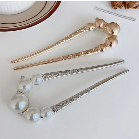 Elegante Spilla per Capelli a U in Lega con Künstliche Perle Sintetiche e Nappina Vintage Incisa Accessori per Matrimonio Donna
