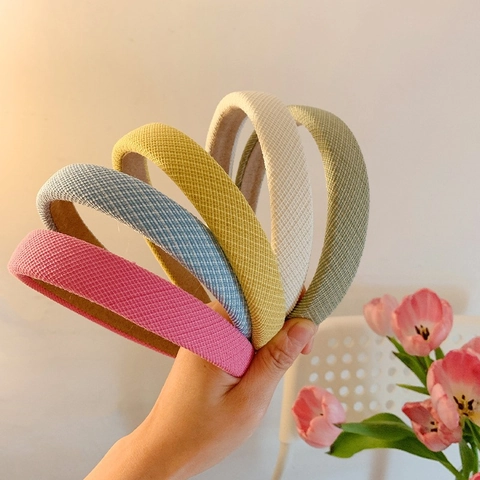 Cerchietto in Spugna Imbottito in Stile Francese Tessuto Intrecciato Fascia Larga Retro Accessori per Capelli Donna