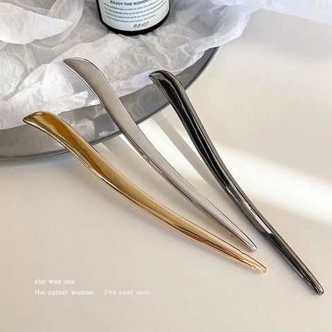 Palillo para el Cabello de Metal Minimalista Moderno para Mujer Forma de Onda Vintage Galvanizado Accesorio para Moño Joyería