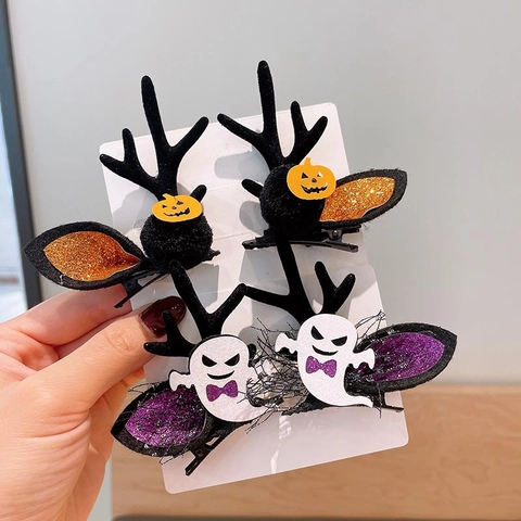 Fermagli per Capelli a Corna di Halloween per Bambini Zucca Fantasma Pipistrello Divertenti Forcine per Festa per Ragazze Accessori per Capelli