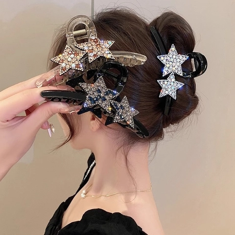Eleganter Stern Strass Haarklammer Für Damen Vintage Acryl Stern Haarklip Funkelnde Große Haarkralle Haarschmuck