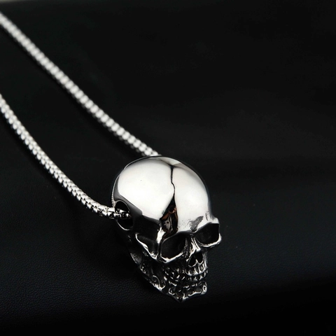Collar de Colgante de Calavera de Acero Inoxidable Gótico Hip Hop Punk Collar Pulido para Hombres Mujeres Joyería de Moda
