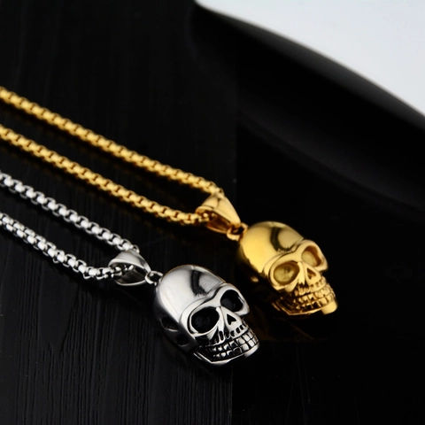 Hip Hop Roestvrij Staal Schedel Hanger Halsketting Voor Mannen Vrouwen Gotisch Punk Stijl Verguld Gepolijst Schedel Sieraden