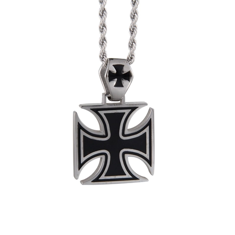 Punk Edelstahl Eisernes Kreuz Anhänger Kette Für Herren Damen Gothic Hip Hop Schwarz Emaille Galvanisierter Schmuck Geschenk