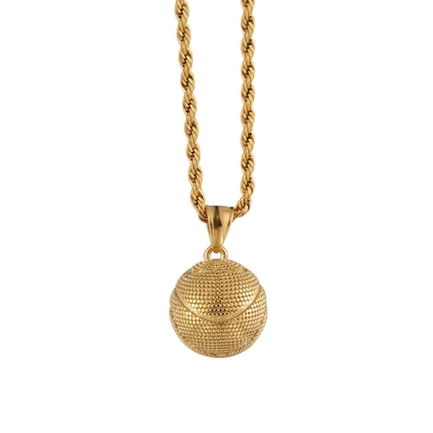 Collana con Ciondolo a Forma di Pallacanestro Hip Hop in Acciaio Inossidabile per Uomo Donna Sportiva Collana Basket con Catena a Corda