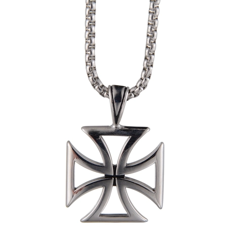 Hip Hop Unisex Titanium Steel Hollow Iron Cross Pendant Necklace Punk Gothic Silver Maltese Cross Necklace For Men Women Jewelry Gift