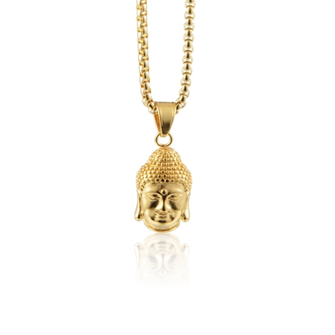 Hip Hop Stainless Steel Buddha Head Pendant Necklace For Men Women Religious Style Gold Silver Box Chain Jewelry Gift