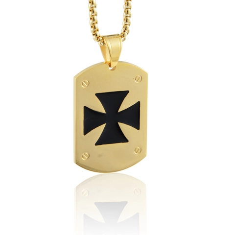 Hip Hop Titanium Steel Iron Cross Dog Tag Pendant Necklace Retro Gothic Punk Stainless Steel Jewelry For Men Women Unisex