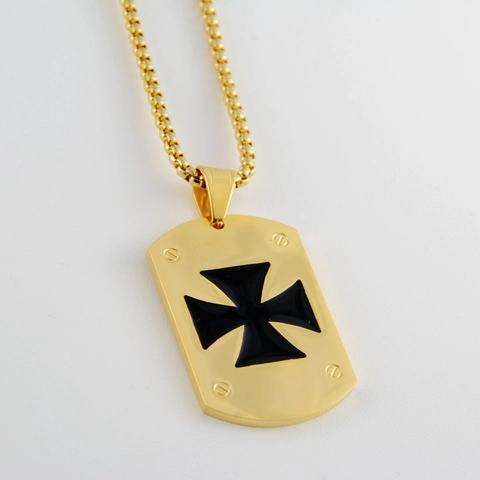 Hip Hop Titanium Steel Iron Cross Dog Tag Pendant Necklace Retro Gothic Punk Stainless Steel Jewelry For Men Women Unisex