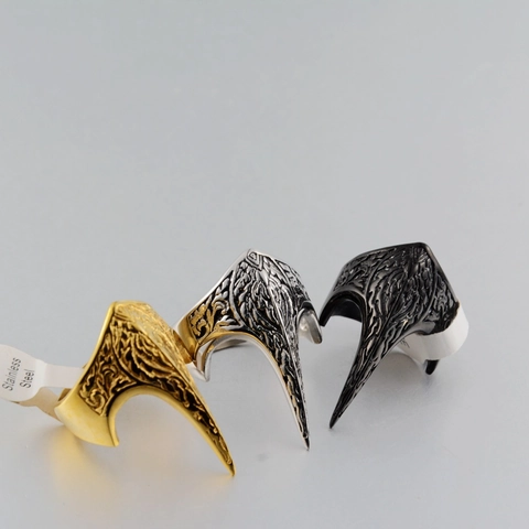 Vintage Stainless Steel Eagle Beak Claw Ring Gothic Relief Armor Finger Ring Punk Hip Hop Personalized Jewelry For Men