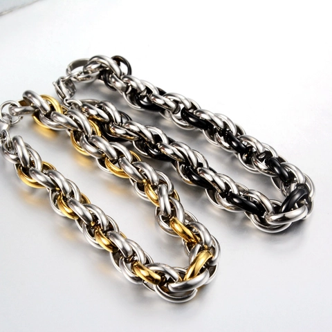Trendiges Titanstahl Twist-Kettenarmband Hip Hop Punk Zweifarbiges Edelstahl Gliederkettenarmband Für Herren Damen Schmuck