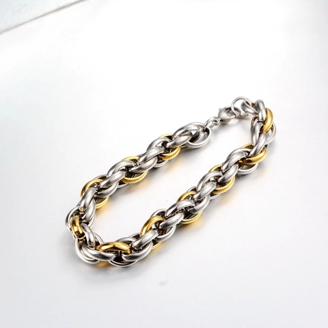 Trendiges Titanstahl Twist-Kettenarmband Hip Hop Punk Zweifarbiges Edelstahl Gliederkettenarmband Für Herren Damen Schmuck
