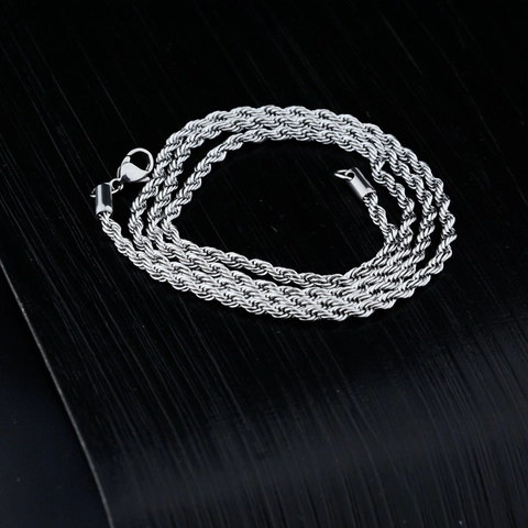 Collana Catena a Corda in Acciaio Inossidabile Uomo Donna Minimalista Maglia Twist Oro Argento Gioielli Hip Hop Per Festa