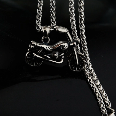 Herren Retro Motorrad Anhänger Halskette Edelstahl Hip Hop Biker Stil Streetwear Punk Schmuck Coole Heavy Metal Accessoire