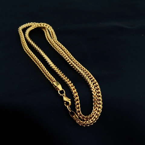 Stainless Steel Gold Plated Franco Wheat Chain Necklace Hip Hop Fashion Jewelry For Men And Women Stylish Accessory