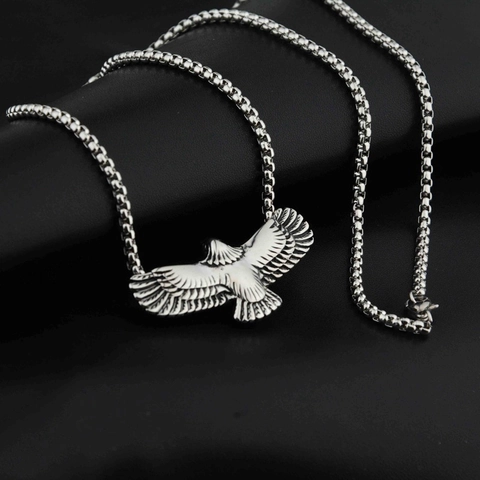Collar con Colgante de Águila de Acero Inoxidable Vintage para Hombre Mujer Hip Hop Streetwear Joyería de Animales Plata Antigua