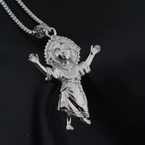 Collana con Pendente ad Angelo Religioso Vintage in Acciaio Inossidabile con Strass Intarsiati Ritratto di Santo Bambino in Rilievo per Uomo Donna Gioielli Regalo