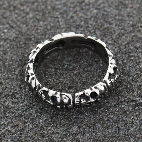 Vintage Punk Edelstahl Totenkopf Ring Für Herren Damen Gothic Hip Hop Oxidierter Titanstahl Geprägte Totenköpfe Schmuck