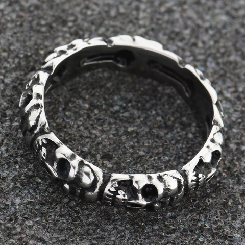 Vintage Punk Edelstahl Totenkopf Ring Für Herren Damen Gothic Hip Hop Oxidierter Titanstahl Geprägte Totenköpfe Schmuck