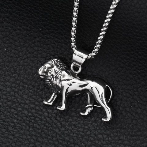 Hip-hop Leeuw Hanger Halsketting Voor Mannen Vrouwen Titaniumstaal Leeuwenkop Medaillon Zilver Punk Sieraden Cadeau Kettingen