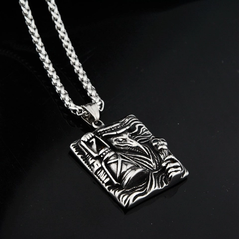 Gothic Vintage Plague Doctor Pendant Necklace Titanium Steel Retro Silver Bird Mask Skull Embossed Hip Hop Accessory Jewelry