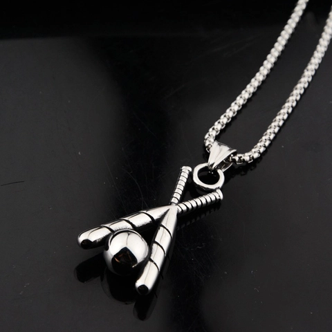 Titanstahl Baseballschläger Anhänger Halskette Für Herren Damen Hip Hop Sportlich Silber Kreuz Schläger Kette Schmuck Geschenk