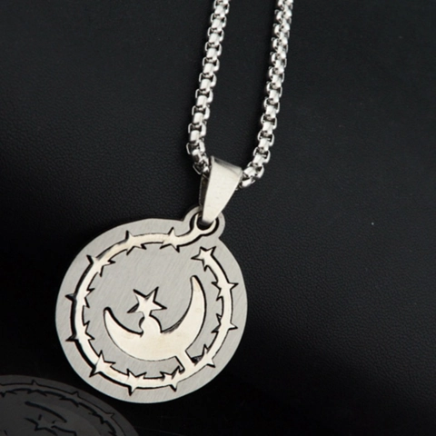 Collar con Colgante de Moneda de Acero Inoxidable Vintage Estrella Luna Sol Hip Hop Gótico Colgante Grabado para Hombre Mujer Joyería