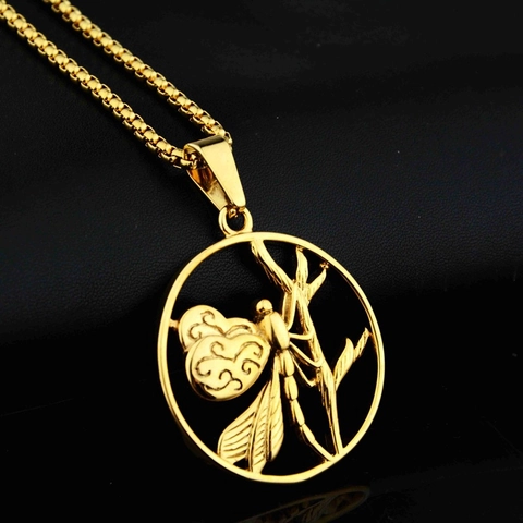 Hip Hop Edelstahl Libelle Hohlkreis Anhänger Halskette Gold Box-Kette Halsketten Für Herren Damen Schmuck Geschenke