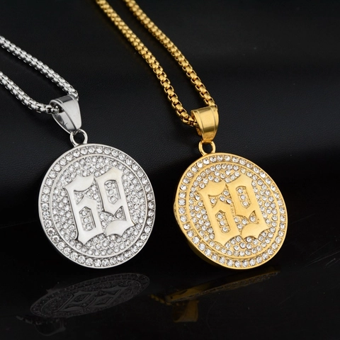 Hip Hop Edelstahl Strass 69 Nummer Kreis Münze Anhänger Halskette Gothic Boxkette Mode Schmuck Für Damen Herren