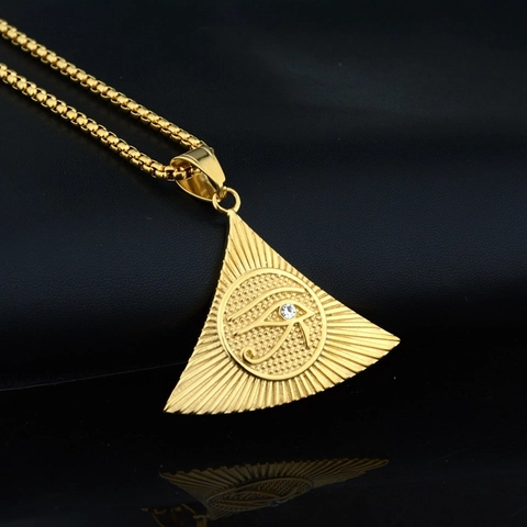 Oog Van Horus Hanger Ketting Roestvrij Staal Hip Hop Sieraden Voor Heren Dames Goud Vergulde Egyptische Bescherming Amulet Ketting