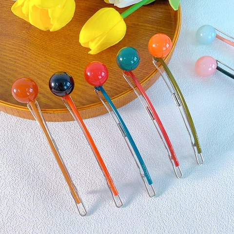 Fermaglio per Capelli a Forma di Palla Rotonda a Forma di Lecca-lecca Dolce Forcina in Lega di Acetato Colorata Minimalista per Donna Ragazze Accessori per Capelli
