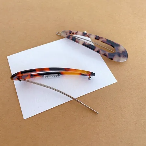 French Vintage Cellulose Acetate Hair Clips For Women Tortoiseshell Leopard Pattern Hollow Water Drop Side Bangs Barrette