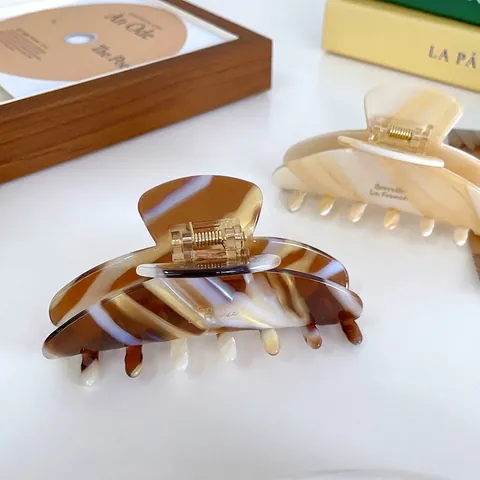 Pinza per Capelli Grande in Acetato Stile Francese con Motivo Marmorizzato Elegante Molletta Antiscivolo Accessori Capelli Donna