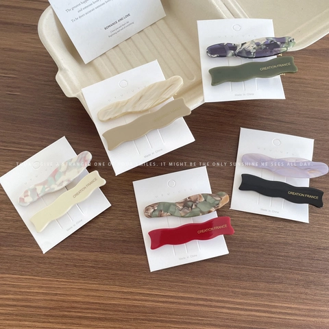 French Vintage Wave Acetate Hair Clips For Women Minimalist Marble Pattern Duckbill Elegant Side Fringe Hair Accessories