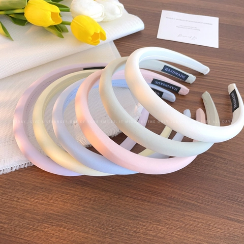 Serre-Tête Rembourré en Éponge de Style Coréen Pour Femmes Couleur Unie Crème Macaron Tissu Bandeau Sommet Crânien Haut Accessoires de Cheveux Faits Main
