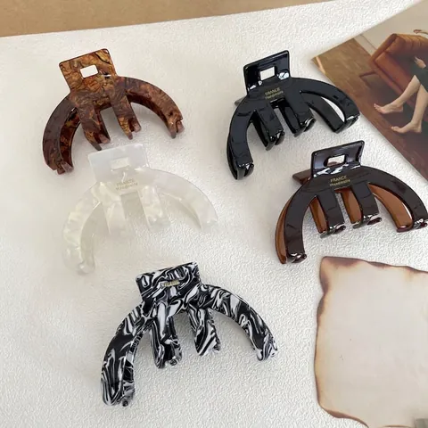Pinza per Capelli Semicircolare ad Arco in Acetato Stile Francese per Donna Motivo Marmo Venature del Legno Fermaglio retrò